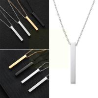 Square Necklace Couple Necklace Fashion New Rectangle Pendant Necklace Men Trendy Simple Stainless Steel Chain