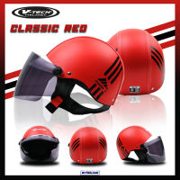 หมวกกันน็อค ครึ่งใบ V-TECH Helmet รุ่น Classic แถมฟรี แผ่นบังลมนิรภัย PC (สำหรับผู้ใหญ่)