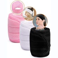 Facial Spa Headband Makeup Shower Bath Wrap Sport Hairband Terry Cloth Adjustable Stretch Towel with Magic Tape Head wrap