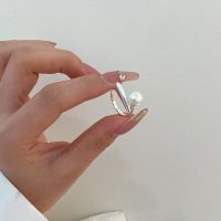 Cute Real 925 Sterling Silver Rings For Women Fine Jewelry Sweet Imitation Pearl Womans Ring Silver Accessories Girl Gifts