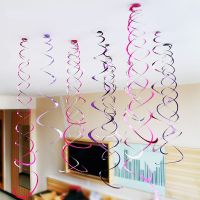 【CC】 6Pcs Decoration Metallic Ceiling Hanging Streamers Swirl Sparkling Ornament Wedding Birthday