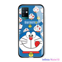 UCUC เคสโทรศัพท์เคสสำหรับ Infinix Note 10การ์ตูนหรูหราเคสมือถือ เคสโทรศัพท์ เคสสาวแมว Doraemon กรณี Glossy กระจกเทมเปอร์กลับ Soft Edge เคสโทรศัพท์