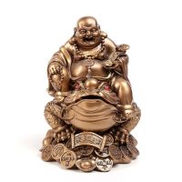 Laughing Chinese Feng Shui Ornament Buddha Wealth Toad Money Luck Maitreya Golden Frog Toad Home Office Tabletop Decoration