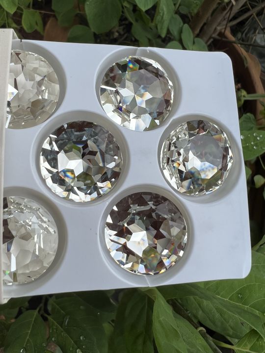 เพชร-คริสตัล-แพค-10-เม็ด-white-crystal-silver-foiled-เกรด-top-aaa-คริสตัล-สีขาว-20-มิล-เพชร-ก้นปรอท