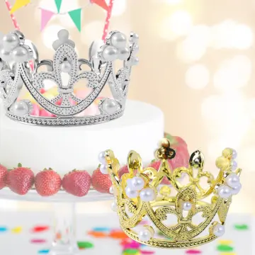 Mini Crown Cake Decoration Princess Topper Pearl Ornaments for