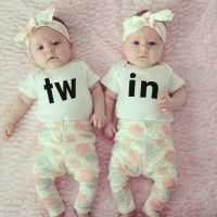 Twin Baby Boys GirlsRomper Infant Newborn Short Sleeve Jumpsuit Ropa Bebe Twins Toddler Fashion Casual Playsuit Outfit