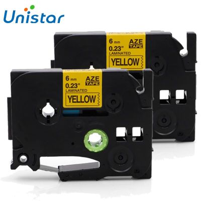 2pcs 611 Label Tape 6mm Compatible for Brother Label Tape TZ611 Black on Yellow Label Printer Ribbons TZe-611