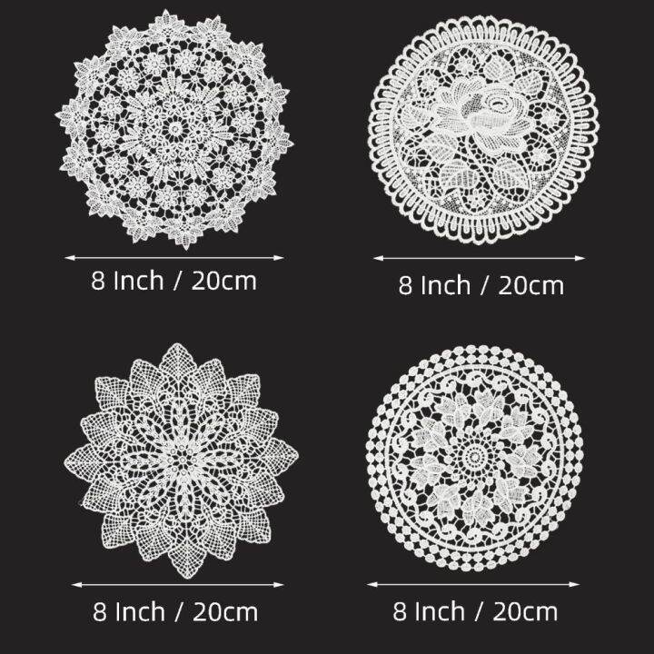 solvable-8-pcs-8นิ้วค่ะ-เสื่อปูโต๊ะลูกไม้ทรงกลม-dacron-dacron-กุหลาบ-platycodon-grandiflorum-เถา-ป๊อปปี้-ที่รองแก้วรูปลูกไม้-สวยงามสวยงาม-ตกแต่งโต๊ะลูกไม้รูปดอกไม้-อุปกรณ์สำหรับห้องครัว