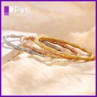 PETI JEWELLERY ทองสีทอง กำไลไม้ไผ่ เหล็กไร้สนิม เล็กๆน้อยๆ เครื่องประดับแฟชั่นเครื่องประดับ ของใหม่ เงินสีเงิน กำไลข้อมือลูกบอล สำหรับผู้หญิง