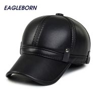 Simple Fashion Mens Winter Cap 2022 Warm Fleece Lining Keep Warm Earflap Leather Hats for Women Men Faux Leather Baseball Cap