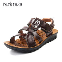 Plus size Boys sandals Summer Genuine leather breathable kids beach shoes star decor Striped strap children sandal 26-39 big kid