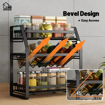 Double-layer Ladder Shelf Kitchen Seasoning Rack Multifunctional Storage  Rack Household Countertop Wash Shelf Spice Organizer