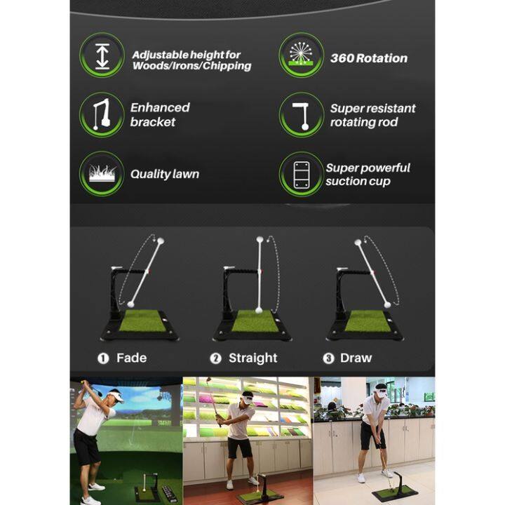 retcmall6-pgm-ปรับความสูงได้360-หมุน-auto-ball-return-golf-practice-mat-swing-trainer-สำหรับไดร์เวอร์กอล์ฟ-iron-chipper-การฝึกอบรมในร่ม