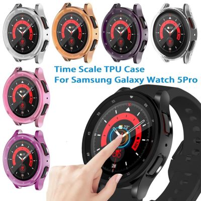 TPU Case for Samsung Galaxy Watch 5 Pro 45mm Soft Shell Time Scale Glass Screen Protector Watch Bumper Protective Cover Frame Drills Drivers