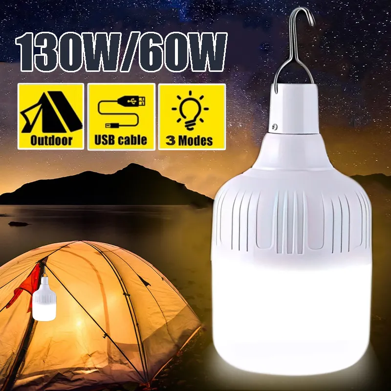 60W/130W Outdoor Bulb USB Rechargeable LED Emergency Lights