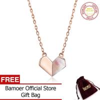 BAMOER Floding Heart Shell Princess สร้อยคอสำหรับผู้หญิง925เงินสเตอร์ลิงสั้นสร้อยคอสร้อยคอ Rose Gold สีเครื่องประดับ SCN330