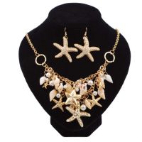 Summer female beach Starfish Necklace Earring Set