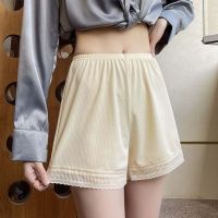 Sinstrong New Ice Silk Lace Ruffle Short Pants Women Summer Loose Home Safety Pant Under Skirt Seamless Sexy Underwear Breath Cool Shorts