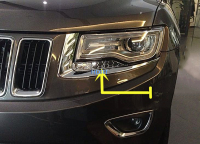 6Pcs ABS Chrome Car Front Headlight Cleaning Decoration Cover Trim frame Stickers For Jeep Grand Cherokee 2014 2015 2016 silver