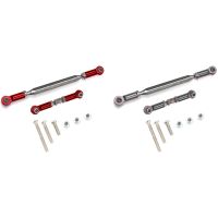 2Pcs Adjustable Steering Linkage Servo Link Pull Rod Turnbuckle for MN D90 MN-90 FJ-45 1/12 RC Car Crawler,Grey &amp; Red