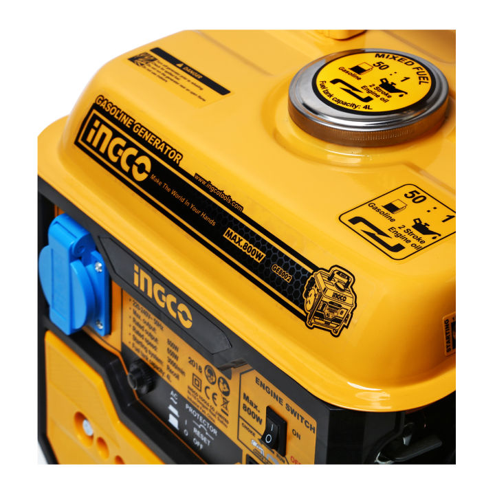 ingco-เครื่องปั่นไฟ-800-วัตต์-gasoline-engine-generator-800w-เครื่องกำเนิดไฟ-พกพา-เครื่องยนต์-เบนซิน-2-จังหวะ-มีระบบตัดไฟอัตโนมัติ