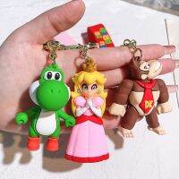 พวงกุญแจชุด Super Mary พวงกุญแจ Mario Bros Luigi Toad Yoshi Bowser โมเดลตุ๊กตาขยับแขนขาได้ PVC ตกแต่งตุ๊กตาการ์ตูนของขวัญจี้ของเล่น