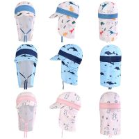 【CW】Sunscreen swimming caps for boys and girls Beach play neck protector hat swim cap ear protector hat