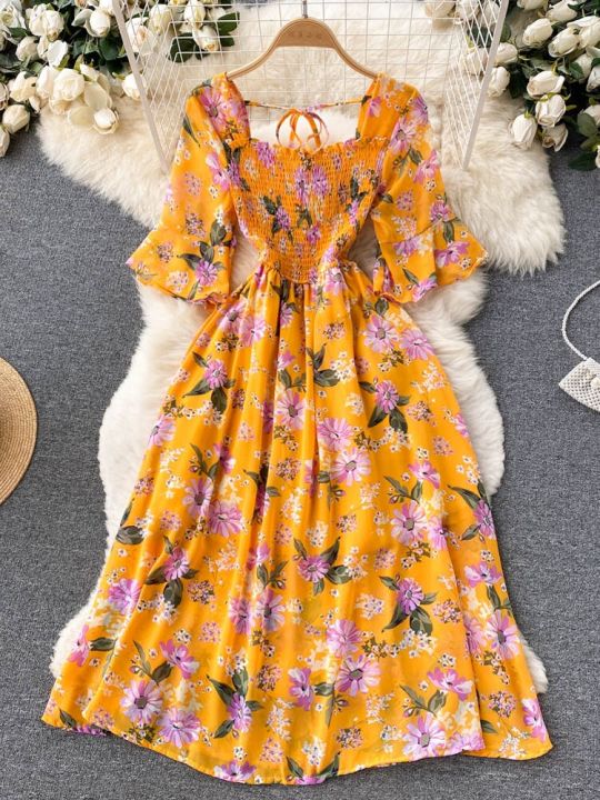 yuoomuoo-limited-big-sales-women-dress-fashion-romantic-floral-print-chiffon-summer-dress-vacation-season-party-korean-vestidos