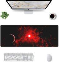 ✲ Red and Black Space Gaming Mouse Pad Large Funny Long Galaxy Desk Mats XXL on Top of Desks for Mouse 31.5 X 11.8 inch