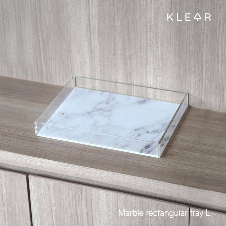 klearobject-marble-rectangular-tray-l-ถาดอะคริลิคใสพื้นลายหินอ่อน-ถาดใส่ของ-ถาดเอนกประสงค์-ถาดวางของใช้บนโต๊ะ-ถาดลายหินอ่อน-ถาดใส่เครื่องสำอางค์-ถาดน