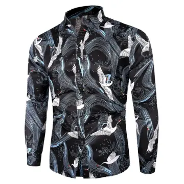 Men Long Sleeve Shirt Printed Shirts - Best Price in Singapore