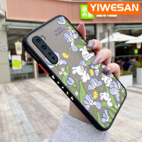 YIWESAN เคสสำหรับ Oneplus 8 Pro 8T 9 Pro เคสการ์ตูนกระต่ายน่ารักและดอกไม้มีน้ำค้างแข็งโปร่งใสแบบแข็งขอบสี่เหลี่ยมด้านข้างเคสนิ่มป้องกันกล้องปลอกซิลิโคนกันกระแทก