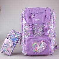 ❆❆ Spot Australian smiggle เครื่องเขียนนักเรียนไหล่ anti-off เอวหัวเข็มขัดกระเป๋านักเรียนกระเป๋าเป้สะพายหลังกลางแจ้งพื้นผิวสดใสยูนิคอร์น