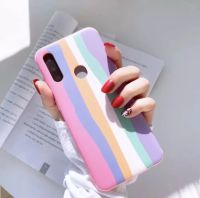 [ส่งจากไทย] เคสสายรุ้ง สีชมพู Case Vivo Y11 Y12 Y15 Y17 Y91C Y20 Y20S Y12S เคสนิ่มซิลิคอน กำมะหยี่ เคสกันกระแทก