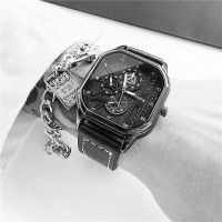 European and American square large dial hollow watch male personality cool black technology creative concept domineering commando trendy man