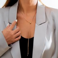 【DT】hot！ IngeSight.Z Adjustable Thin Snake Chain Necklace Minimalis Gold Color Necklaces Neck Jewelry