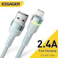 【Super Like】 Essager LED สาย USB สำหรับ iPhone 14 Plus Pro Max 13 12 Fast Charging Origin สายชาร์จโทรศัพท์มือถือข้อมูลสำหรับ iPad Wire