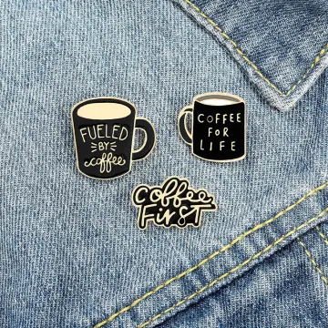 Mini Cartoon Coffee Tools Enamel Pins Cute Coffee Beans Fashion