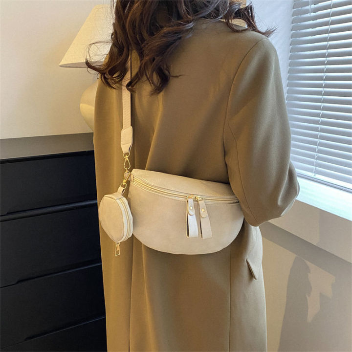 พรีเมี่ยมรู้สึกกระเป๋าผู้หญิง-2023-แฟชั่นใหม่ฤดูใบไม้ร่วงฤดูหนาวกระเป๋าสะพายกระเป๋าสะพายสะพายเลดี้เฉพาะกลุ่มระเบิดหน้าอกกระเป๋าคาดเอว