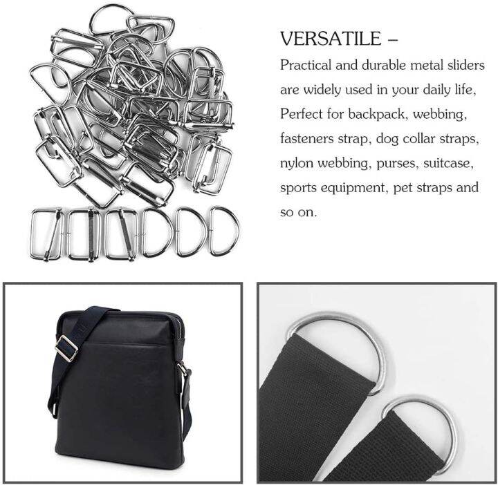 lmdz-50-pcs-25mm-metal-d-ring-buckles-clasp-metal-rectangle-adjuster-slides-buckle-for-handbag-keychain-purse