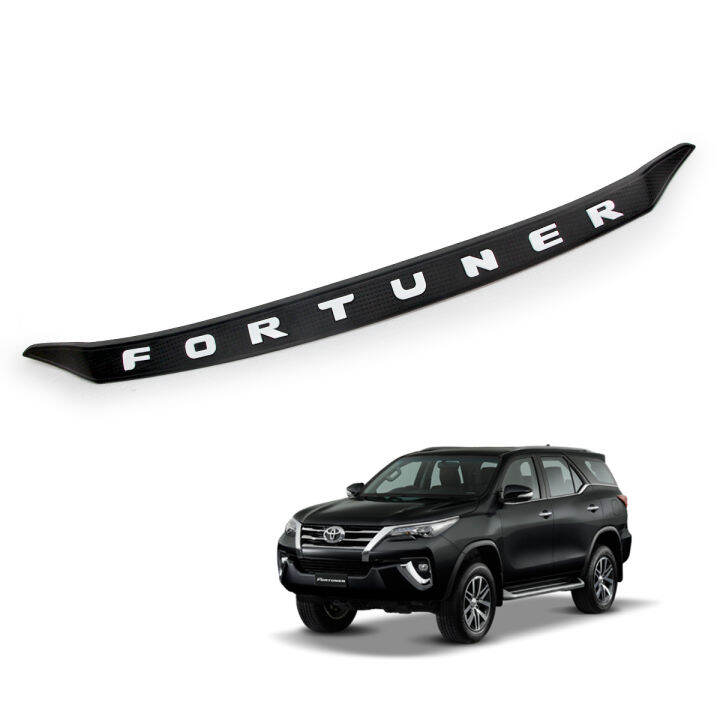 คิ้วฝากระโปรงหน้า-โลโก้ขาว-โตโยต้า-ฟอร์จูนเนอร์-สี-ดำ-ขาว-fortuner-toyota-4-ประตู-ปี2016-2018-ขนาด-119cm-7cm-มีบริการเก็บเงินปลายทาง