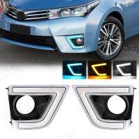 For Toyota Corolla Altis Daytime Running Lights Led Fog Lamp DRL 2014 2015 2016 2017 Turn Signal Yellow White Blue Dual ColorSignal Light Assemblies P