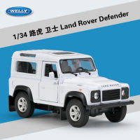 Welly 1:34 Land Rover Defender ล้อแม็กรถยนต์รุ่นดึงกลับยานพาหนะเก็บของขวัญควบคุมประเภทการขนส่งของเล่น B27