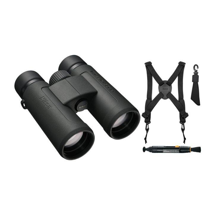 Nikon Prostaff P3 10X42 Binoculars Bundle with Harness and Lens Pen Cleaning System (3 Items