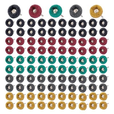 100Pc Abrasive Buffing Wheels Grit Scouring Pad Abrasive Wheel Polishing 1 Inch Buffing Polishing Wheel Set 1/8In Shank