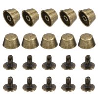 Uxcell 10Pcs12x7mm Rivet Studs Screw Back Flat Hollow Feet Stud Spike for Leather Craft DIY Bronze Tone