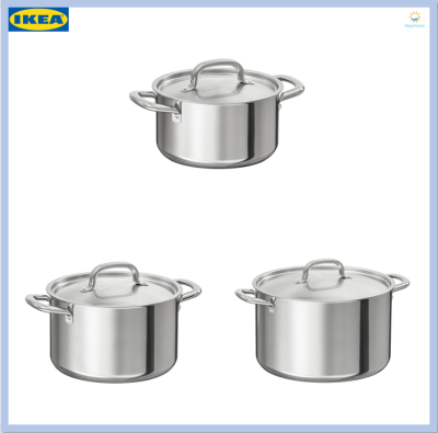 หม้อ หม้อสแตนเลส พร้อมฝาปิดสแตนเลส ใช้ได้กับเตาทุกชนิด IKEA 365+ อิเกีย 365+ (IKEA)