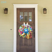 WaterWheel Easter Rabbits Wreath Decoration Front Door Garland Hanging Ornament Festival Decoration Props