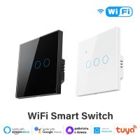 ☃ 1/2/3/4gang TUYA Smart WiFi Switch Panel 86Type European Smart Touch Switch Home Light Wall Button Neutral Wire For Alexa Google