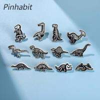 Pinhabit หมุดเคลือบโครงกระดูกไดโนเสาร์12สไตล์เข็มกลัดพังก์สุดเท่เข็มกลัดติดป้ายของขวัญเครื่องเพชรพลอยสัตว์รูปสัตว์ยุคก่อนประวัติศาสตร์สำหรับเด็ก